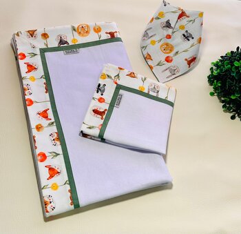 Kit Flanela + 01 Fraldas de Boca + Babador Canto Mitrado