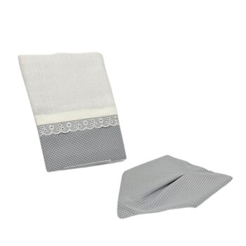 Kit Fralda de Ombro e Babador Poá Cinza