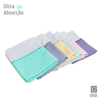 Pano de Prato Branco  Color - Kit com 06 unid.