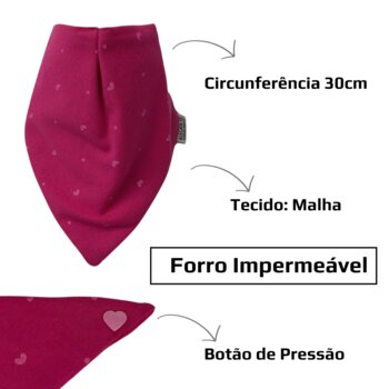 Babador Impermeável Malha Pink Coração