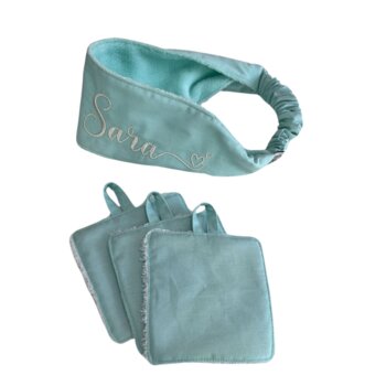 Faixa Skincare Personalizada com discos de limpeza Fácil