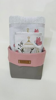 Cachepo com toalha de Rosto e Lavabo